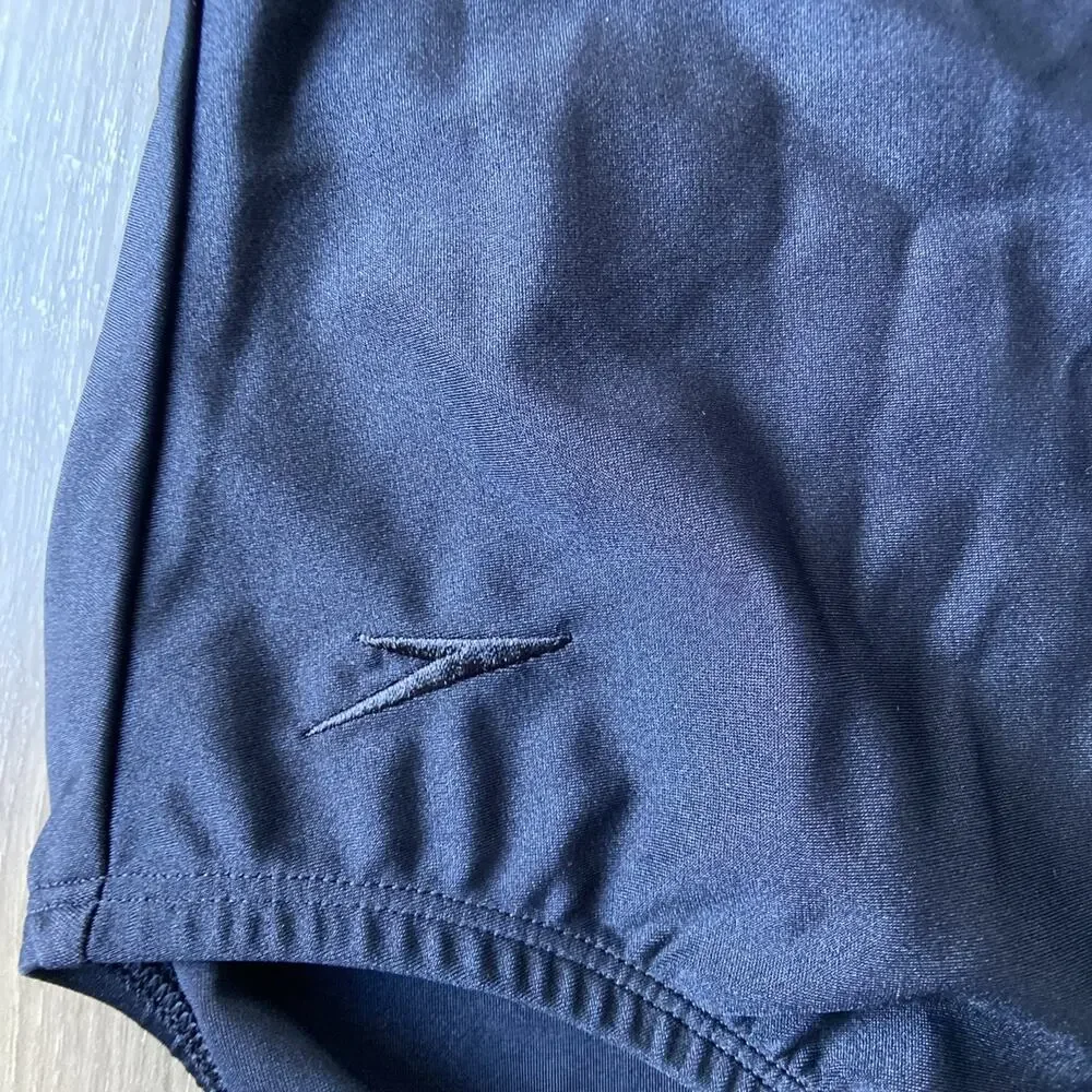 Speedo One Piece Swimsuit Women Sz 8 Black Embroidered Flower Padded Lined